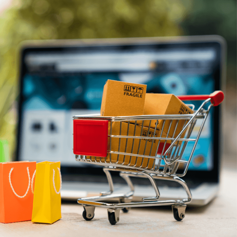 A laptop that showcases online shopping with Black Friday deals.