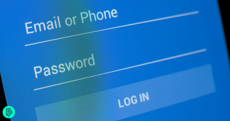 Login screen for email and password