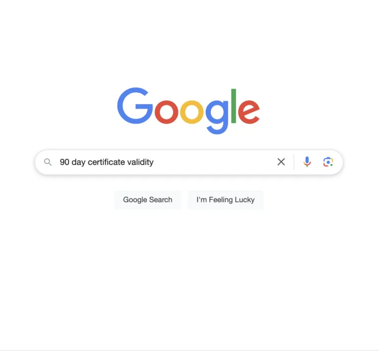 Google search query for 90 day cert validity
