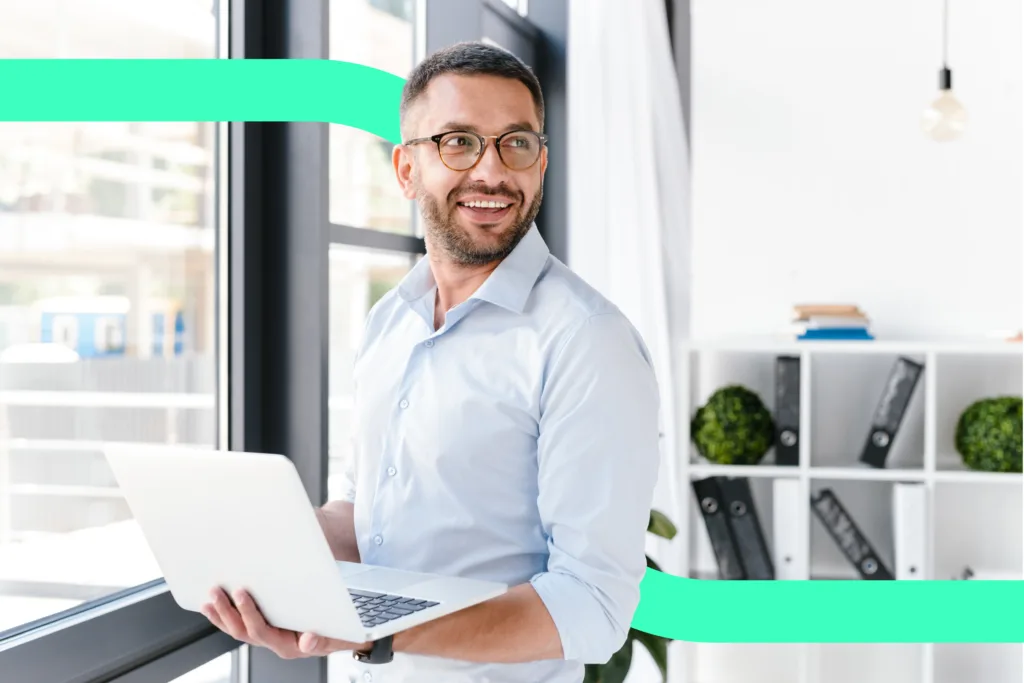 Man with green keyline