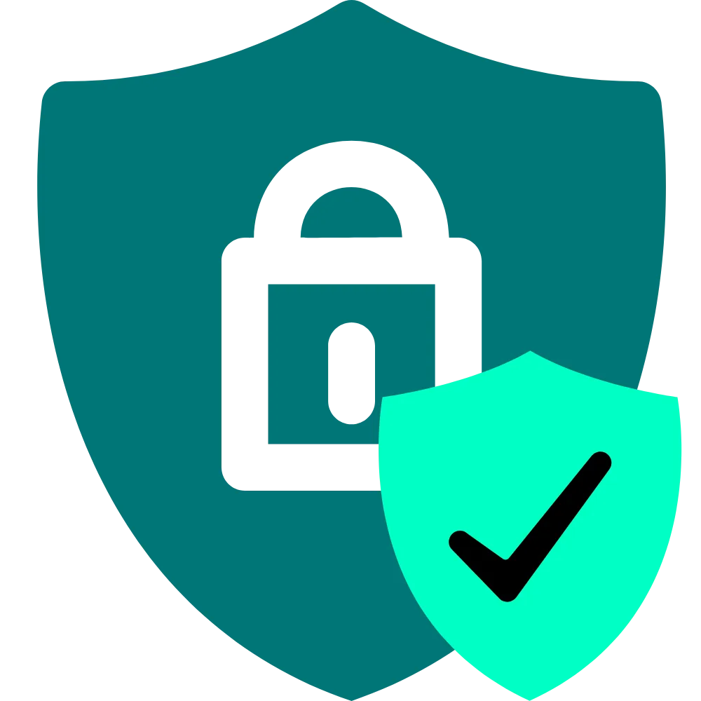Padlock with shield and tick